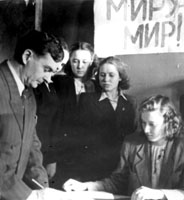Head of the Chair V.G. Brunin is Signing Stockholm Appeal, 13 November 1951